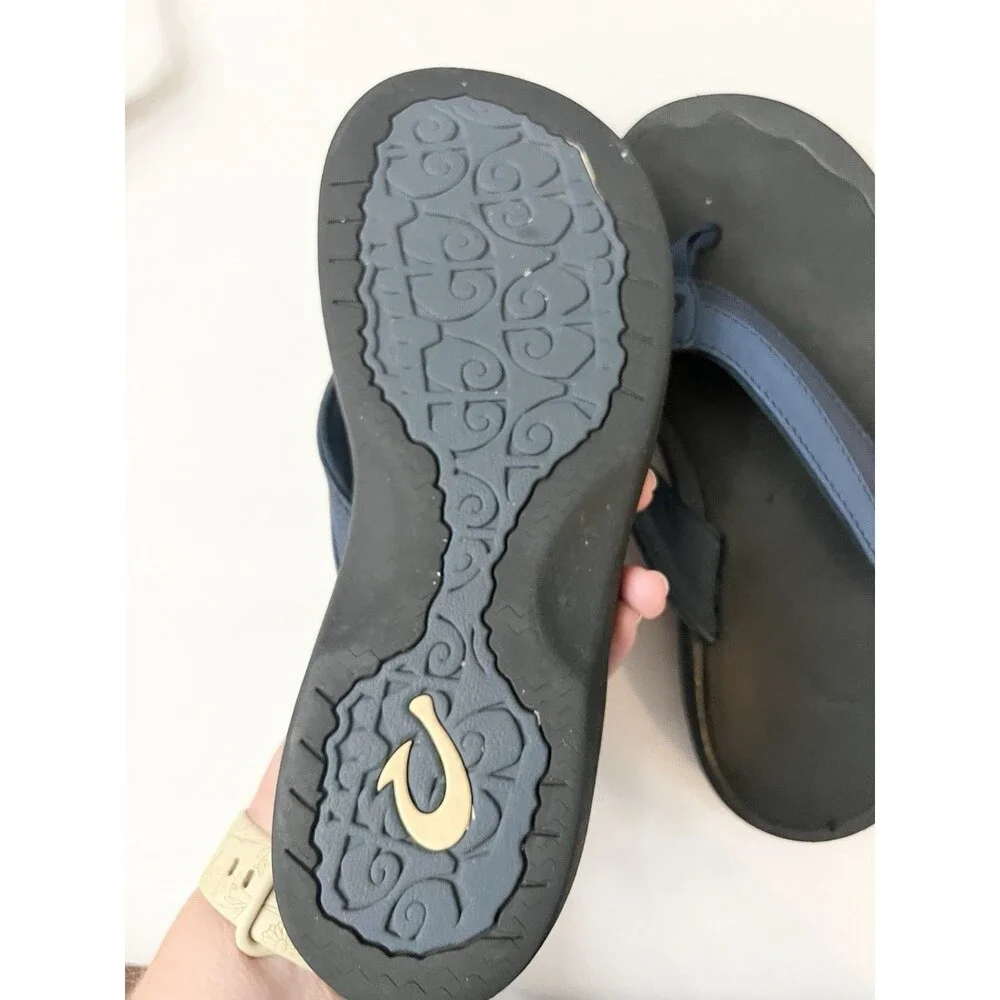 OluKai Ohana Women Sandal Size 6 Casual Beach Flip Flop Blue Synthetic